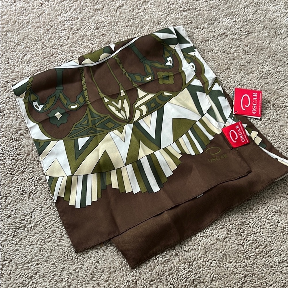Oscar de la Renta Geometric Brown and Green Skirt